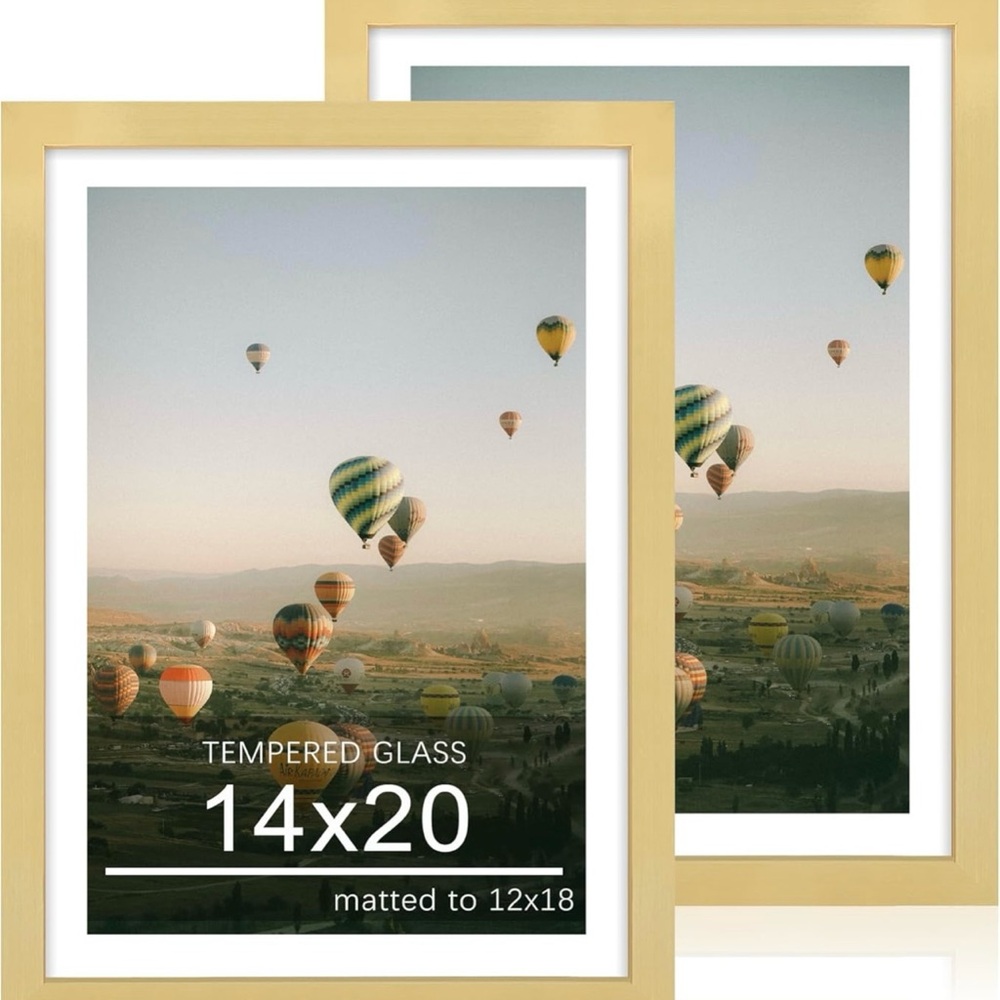 Gold Picture Frame Set - Tempered Glass 14x20